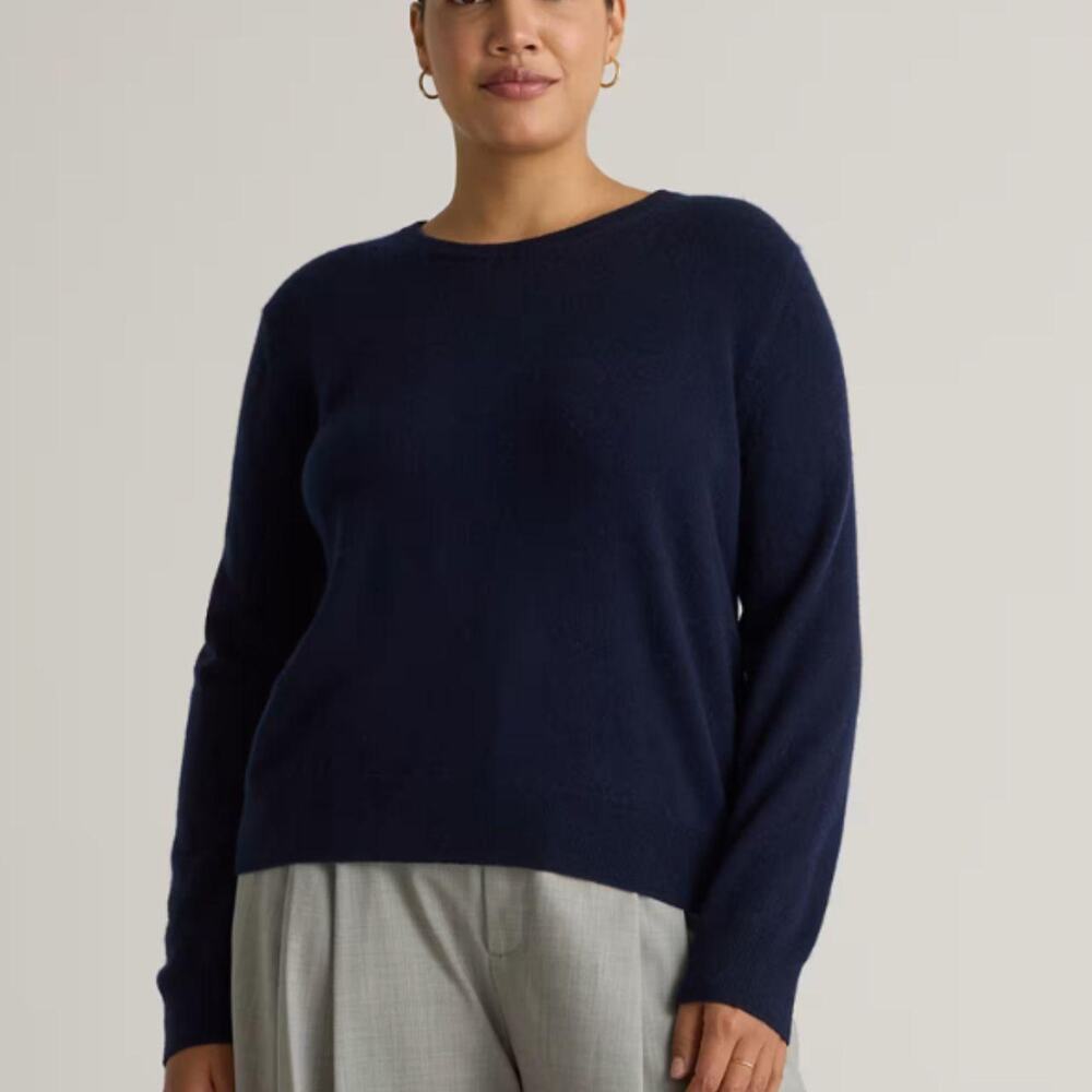 Quince Navy Blue 100% Mongolian Cashmere Crewneck Sweater Size Small